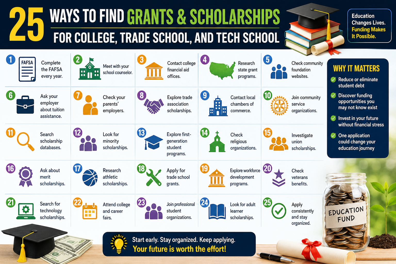 25 Ways to Find Grants and Scholarships for College, Trade School, and Tech School